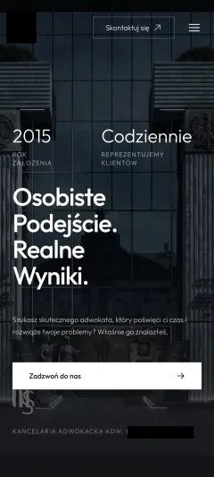Projekt strony Kancelaria adwokacka na telefonie