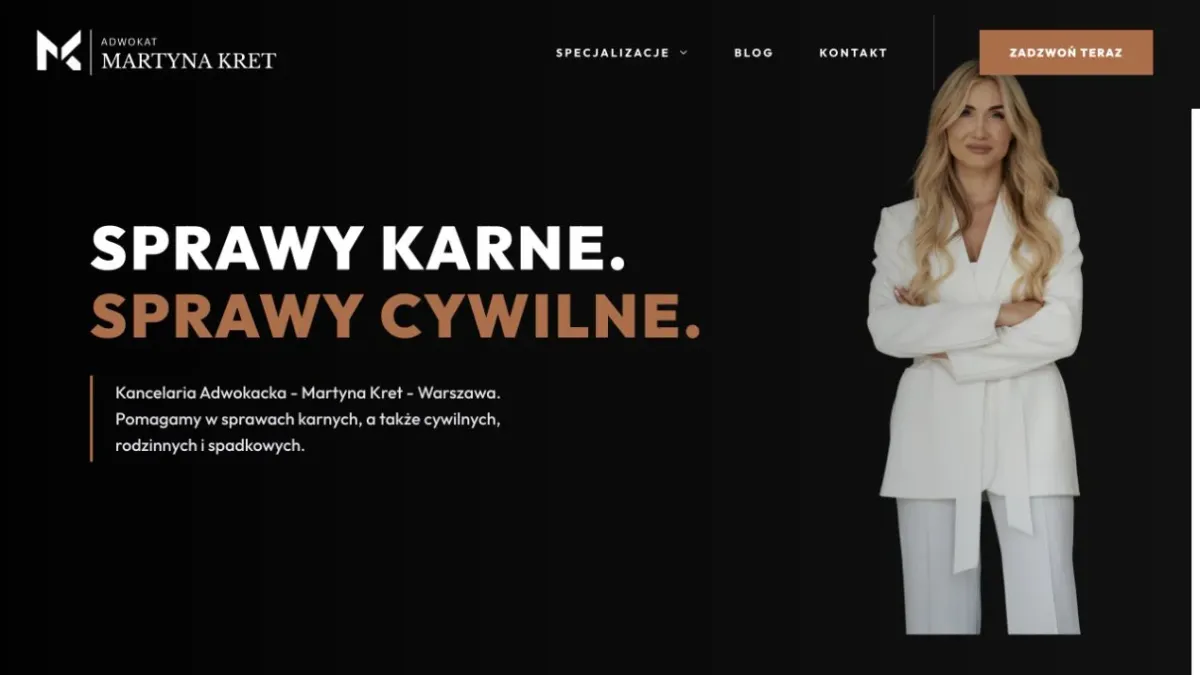 Strona MojAdwokat — rzeczywisty projekt na komputerze