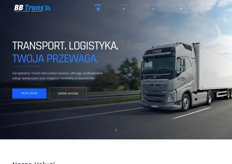 Projekt strony BBTrans na komputerze